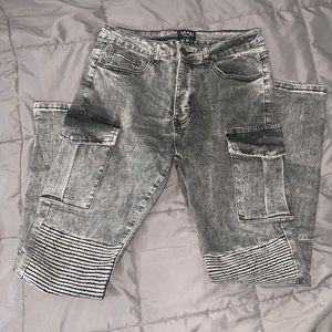 Skinny Stretch Multi Pocket Biker Cargo Jean